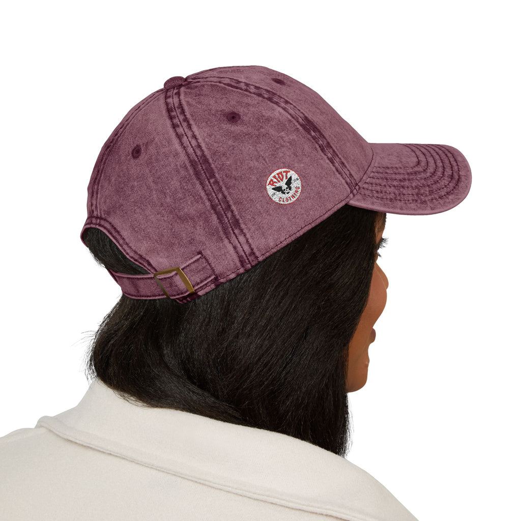 Vintage Embroidered Cap — 'RIOT' Skull Logo Distressed Baseball Hat