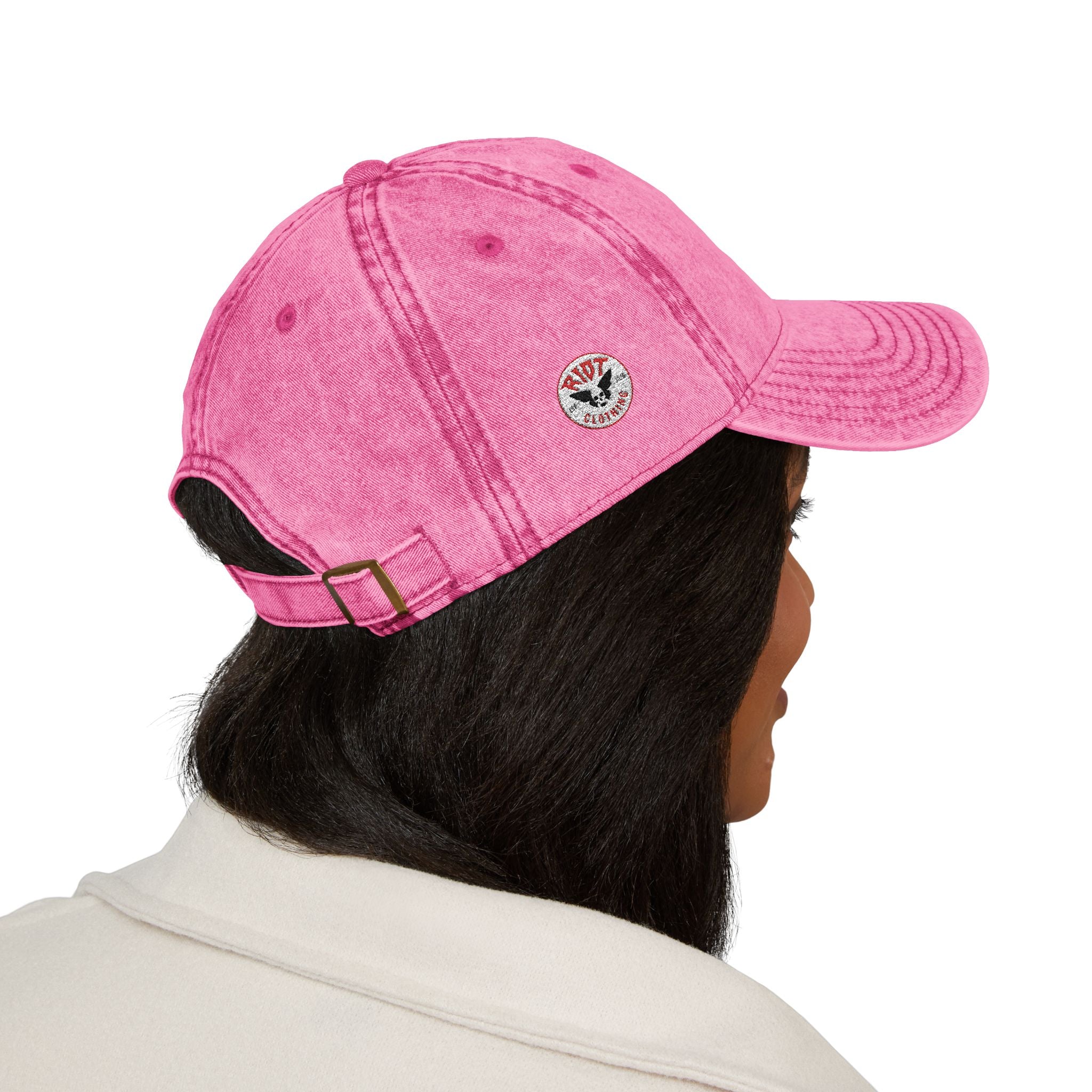 Vintage Embroidered Cap — 'RIOT' Skull Logo Distressed Baseball Hat