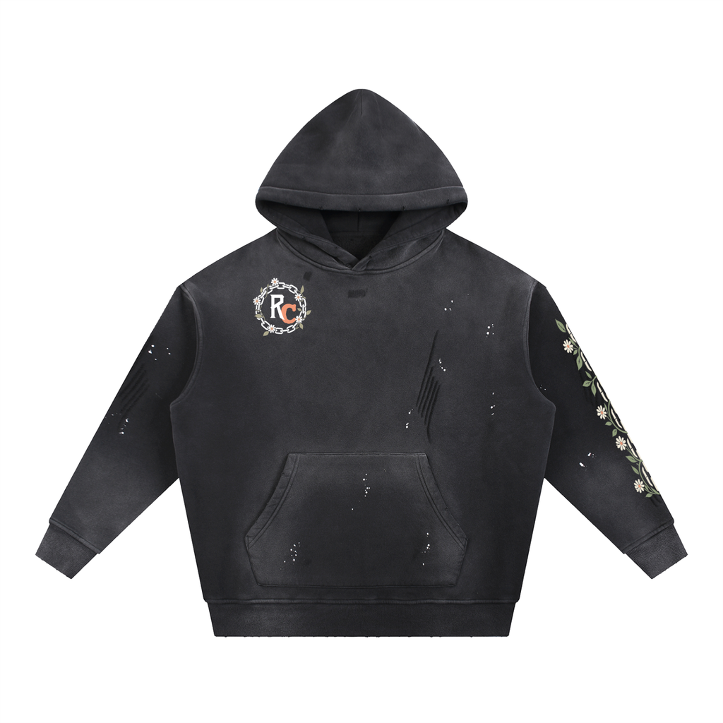 Vintage Washed Frayed Hoodie