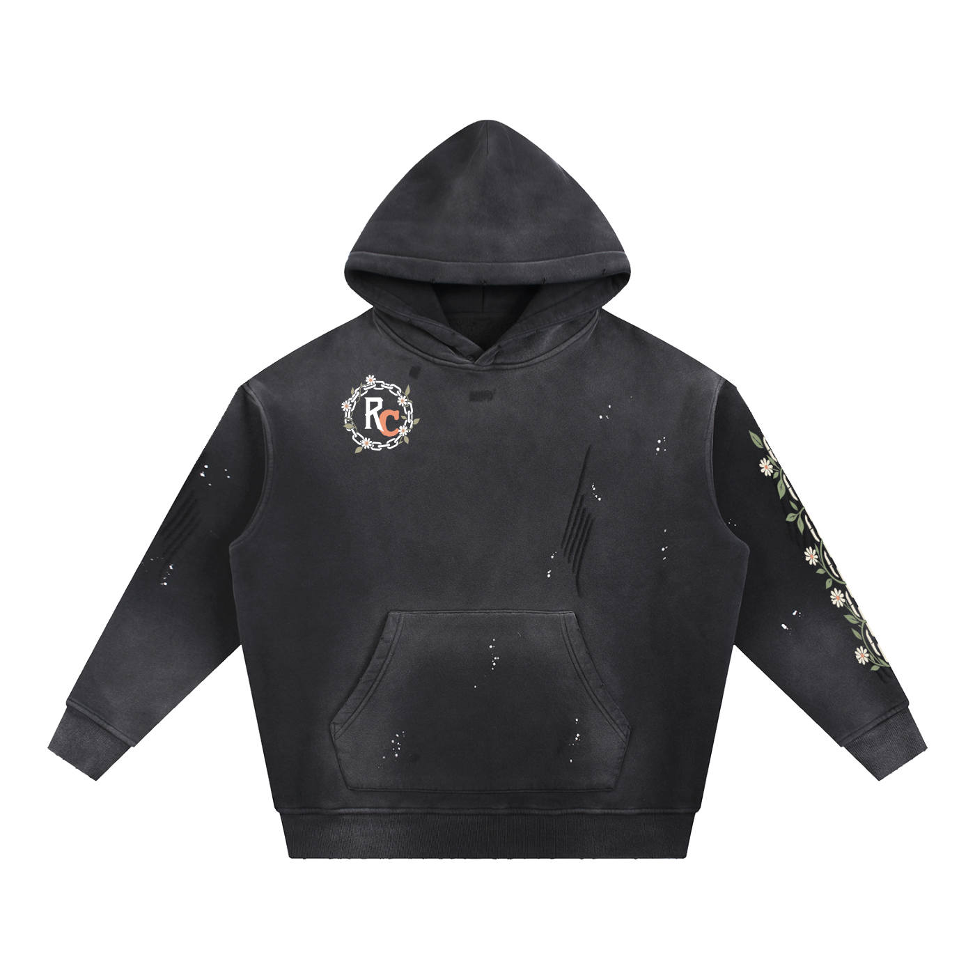 Vintage Washed Frayed Hoodie