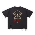 "Forged in Unrest" Snow Washed Raw-Hem T-Shirt